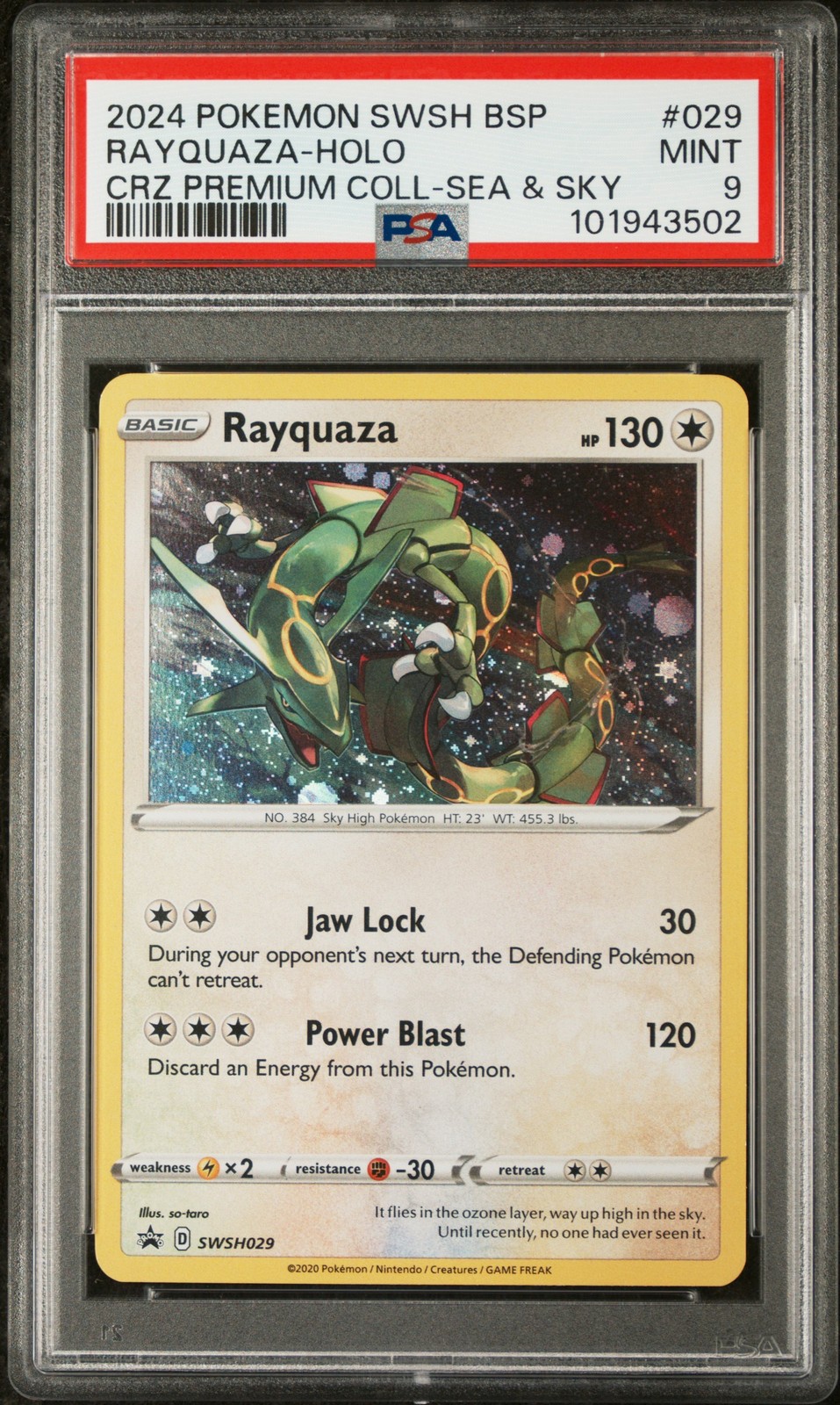2024 POKEMON SWSH BLACK STAR PROMO #029 RAYQUAZA-HOLO PSA 9