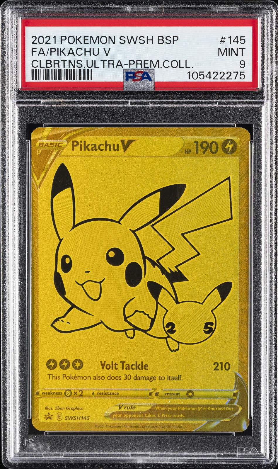 2021 POKEMON SWSH BLACK STAR PROMO #145 FULL ART/PIKACHU V PSA 9