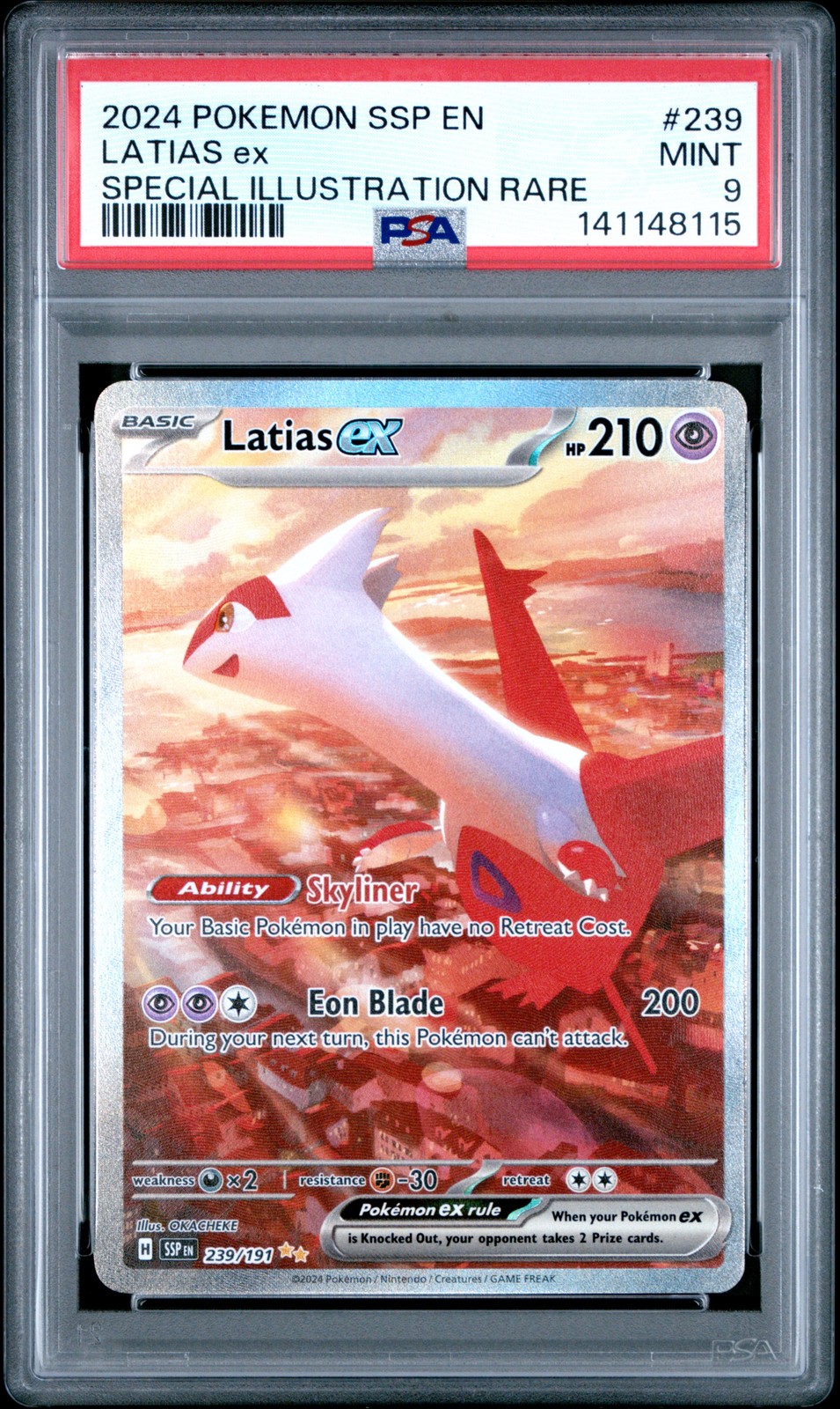 2024 POKEMON SSP EN-SURGING SPARKS SPECIAL ILLUSTRATION RARE LATIAS EX PSA 9
