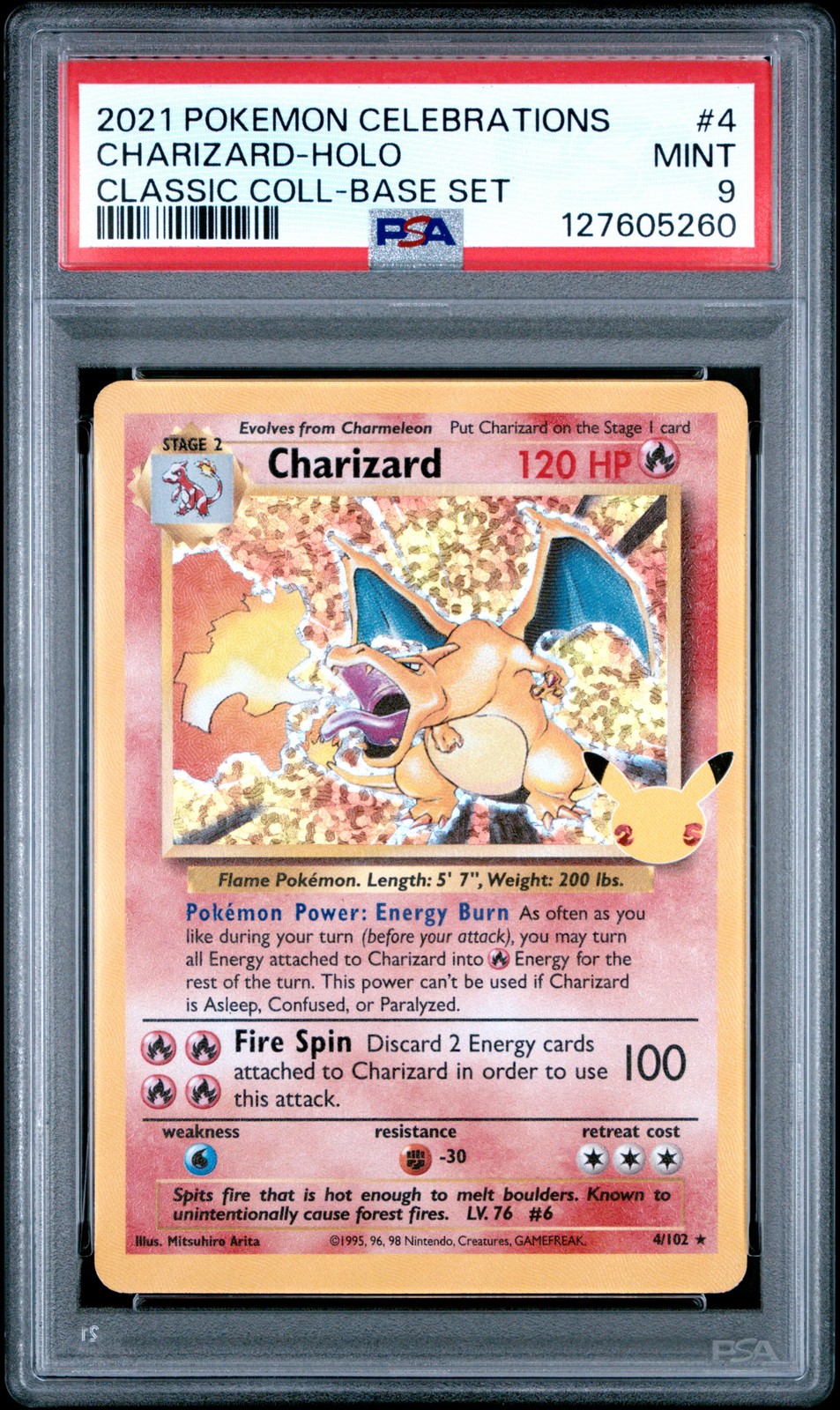 2021 POKEMON CELEBRATIONS CLASSIC COLL #4 CHARIZARD-HOLO PSA 9