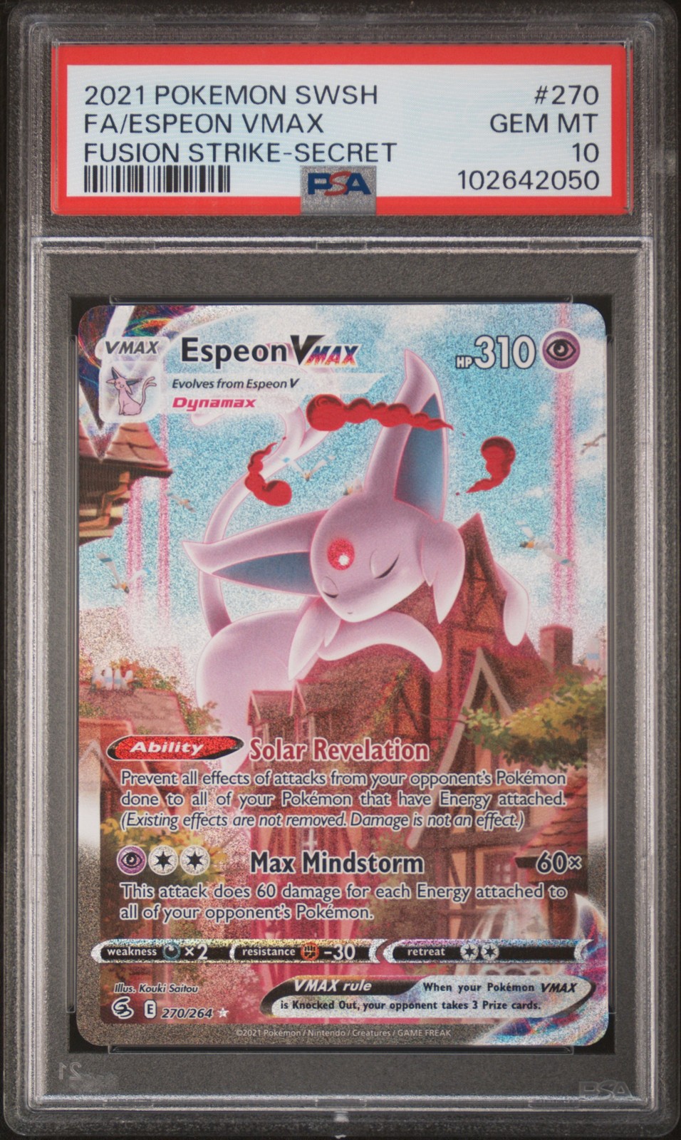 2021 POKEMON SWORD & SHIELD FUSION STRIKE SECRET FULL ART/ESPEON VMAX PSA 10