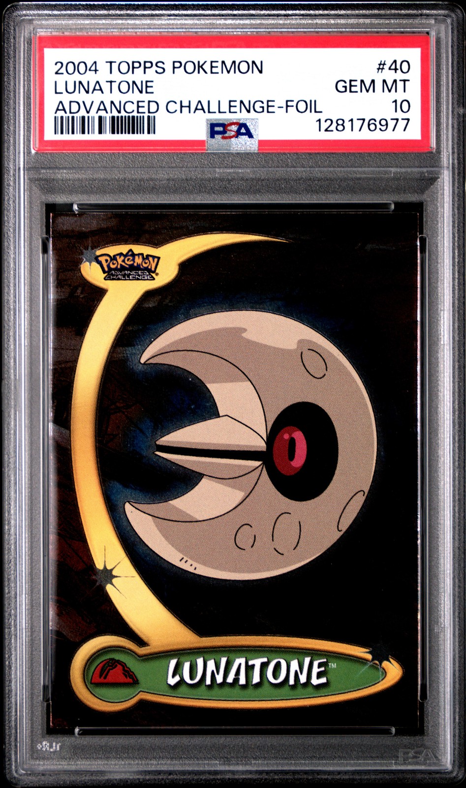 2004 TOPPS POKEMON ADVANCED CHALLENGE FOIL #40 LUNATONE PSA 10