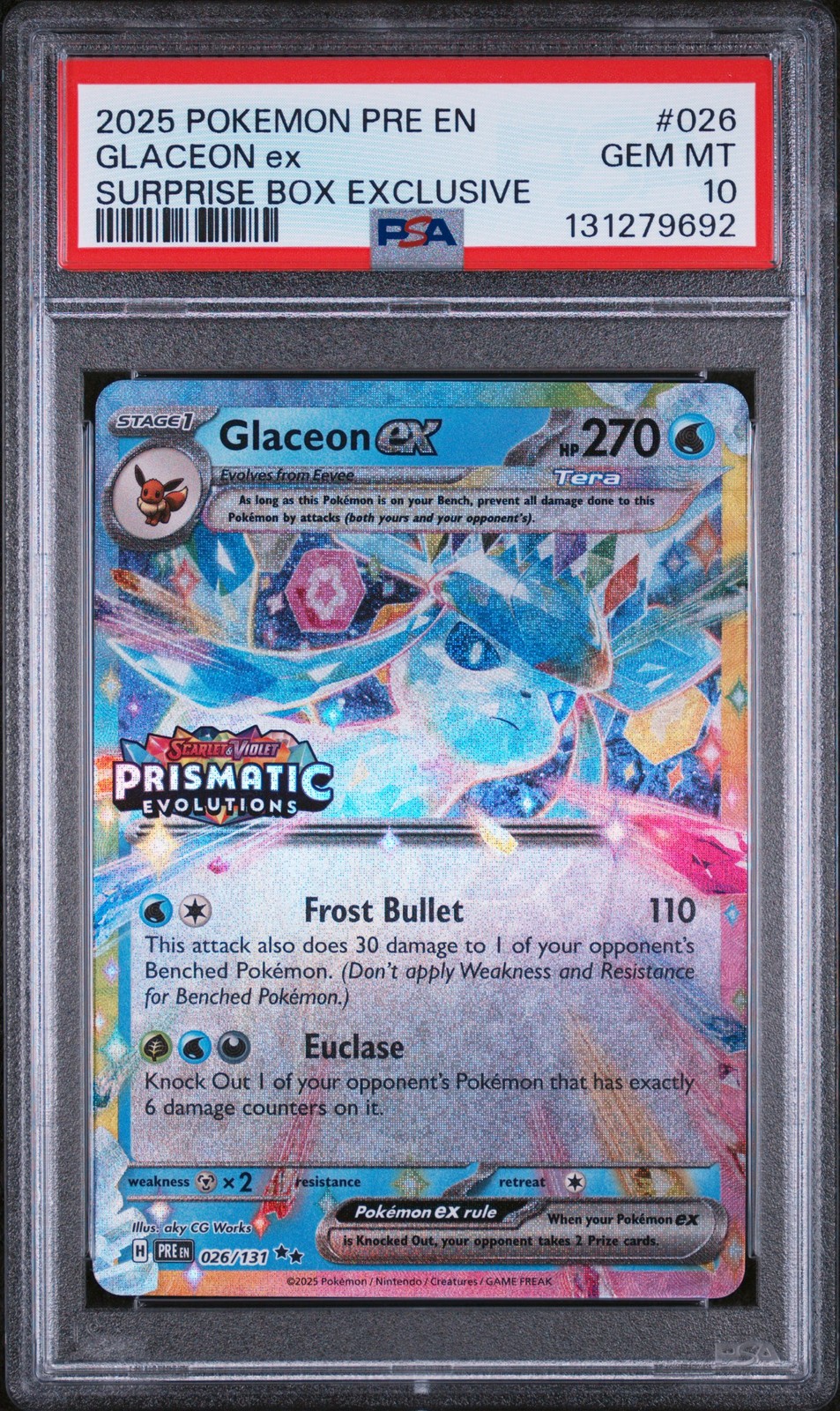 2025 POKEMON PRE EN-PRISMATIC EVOLUTIONS #026 GLACEON EX PSA 10