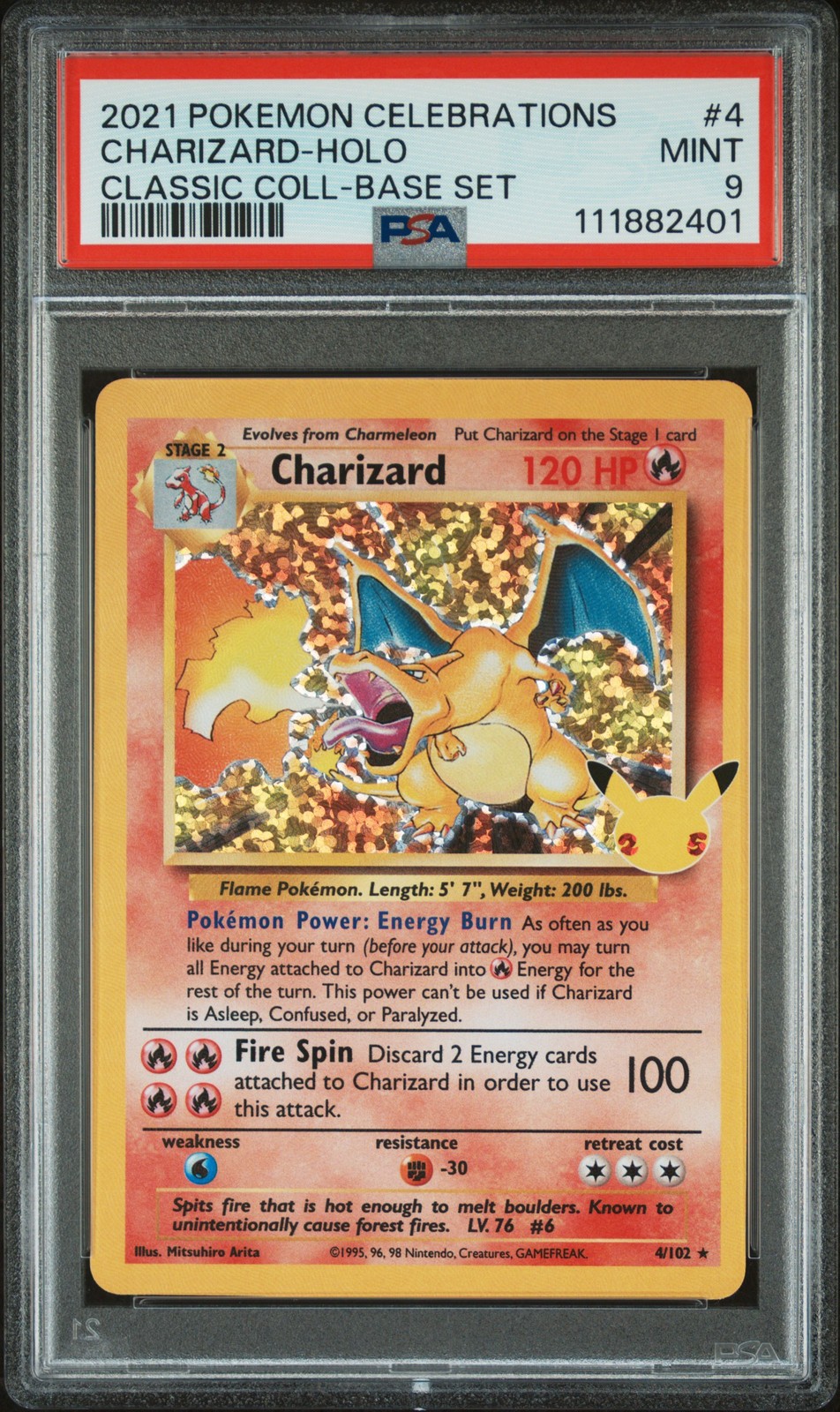2021 POKEMON CELEBRATIONS CLASSIC COLL #4 CHARIZARD-HOLO PSA 9