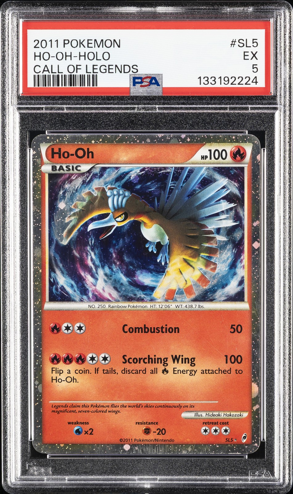 2011 POKEMON CALL OF LEGENDS #SL5 HO-OH-HOLO PSA 5