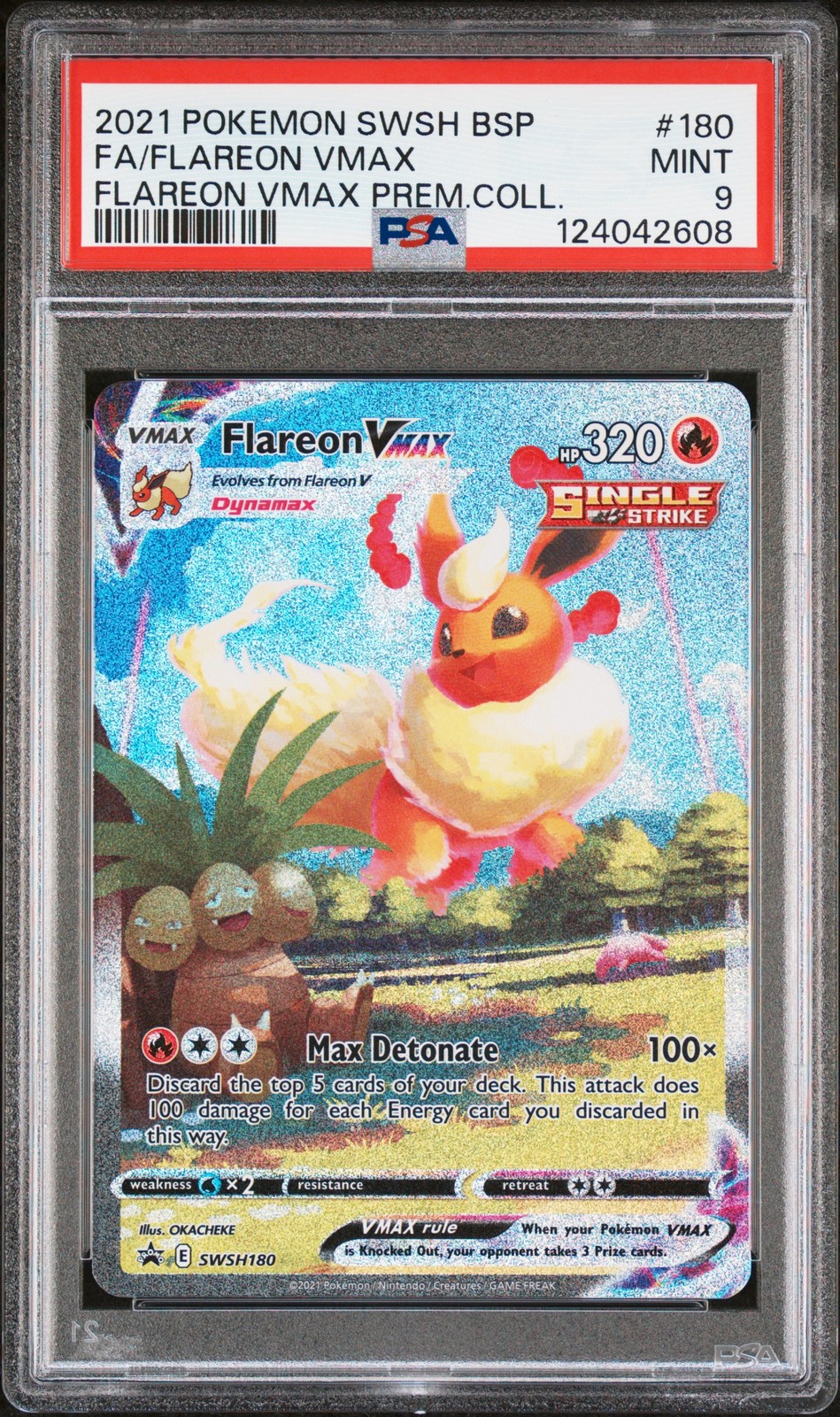 2021 POKEMON SWSH BLACK STAR PROMO #180 FULL ART/FLAREON VMAX PSA 9