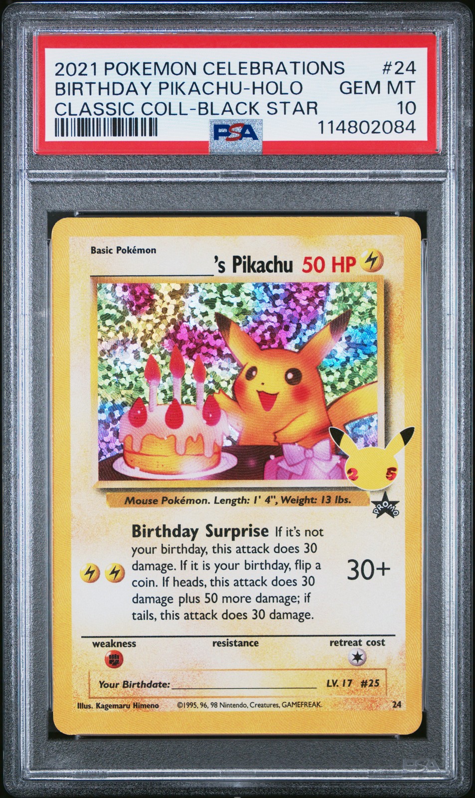 2021 POKEMON CELEBRATIONS CLASSIC COLL #24 BIRTHDAY PIKACHU-HOLO PSA 10 - Image 1