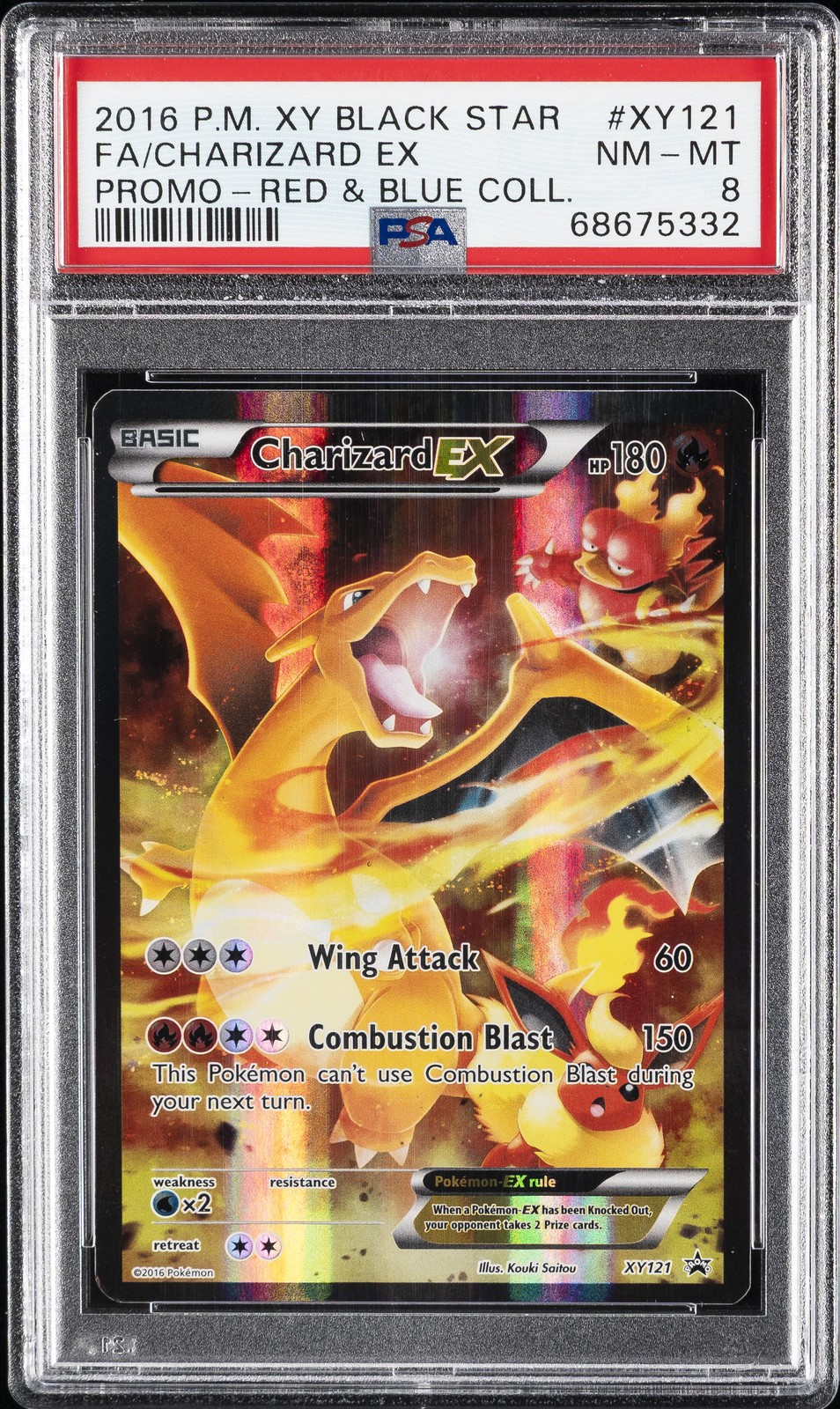 2016 POKEMON XY BLACK STAR PROMO RED & BLUE COLL FULL ART/CHARIZARD EX PSA 8