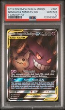 2019 POKEMON SUN & MOON TEAM UP #165 FULL ART/GENGAR & MIMIKYU GX PSA 10 - Image 2