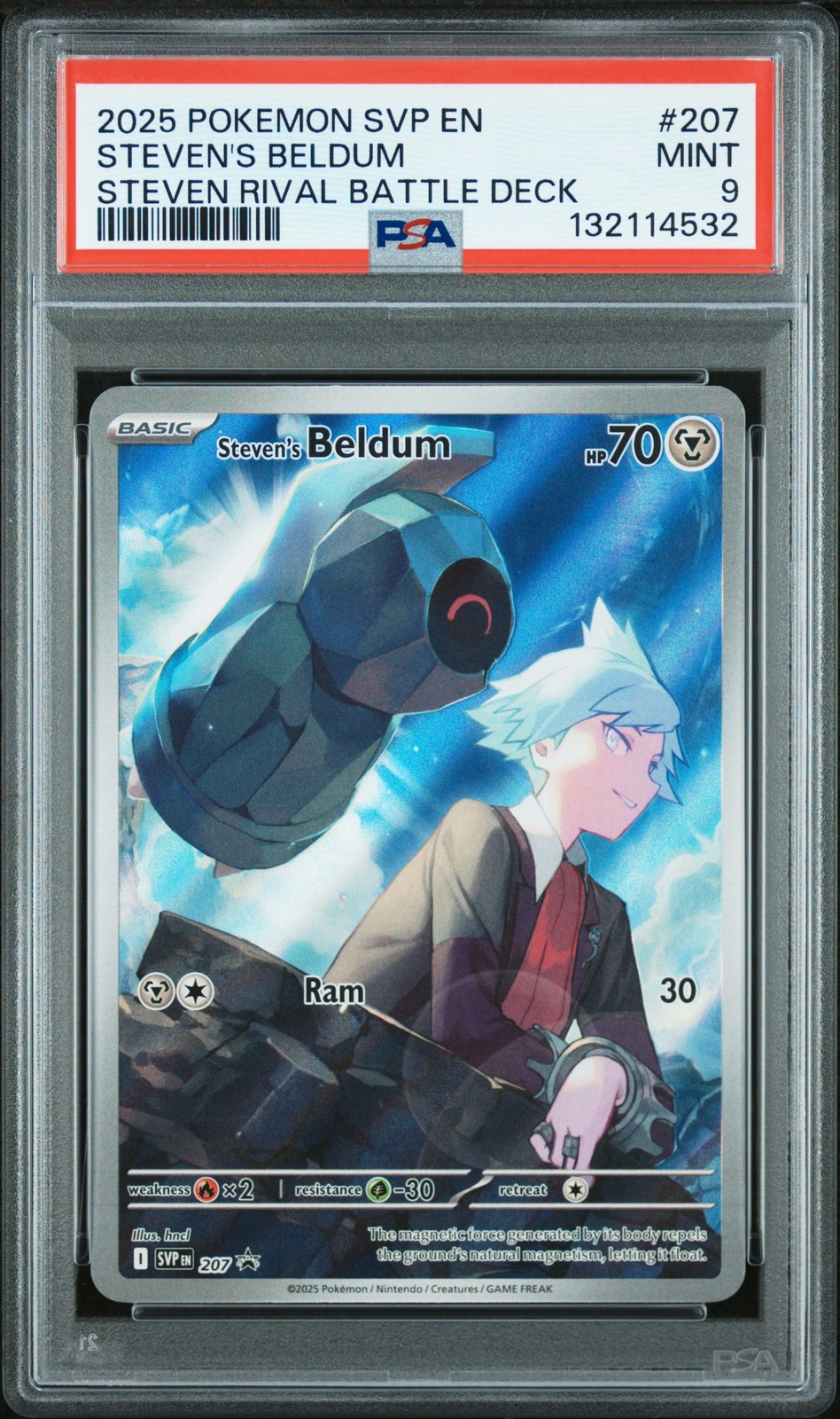 2025 POKEMON SVP EN-SV BLACK STAR PROMO #207 STEVEN'S BELDUM PSA 9