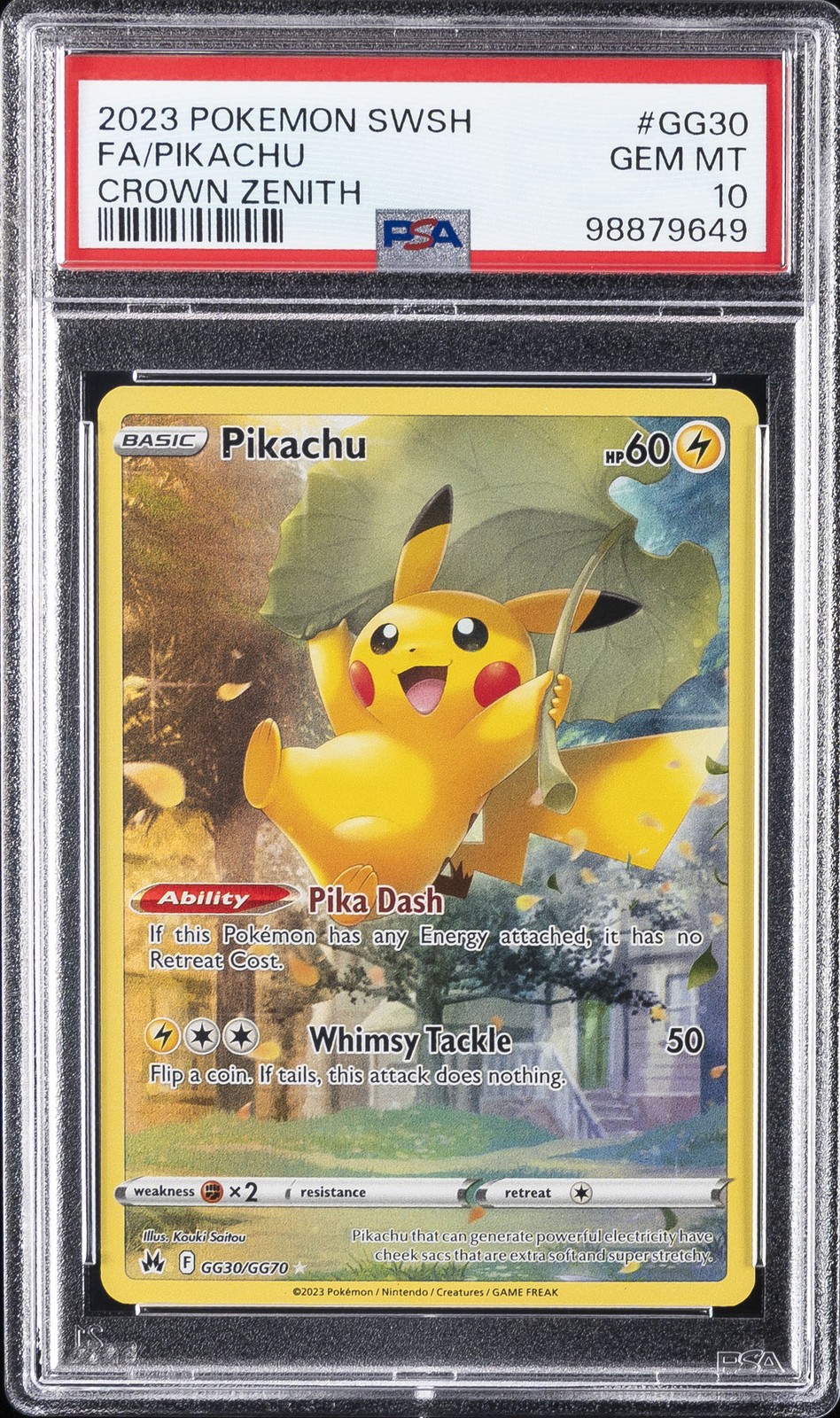 2023 POKEMON SWORD & SHIELD CROWN ZENITH #GG30 FULL ART/PIKACHU PSA 10