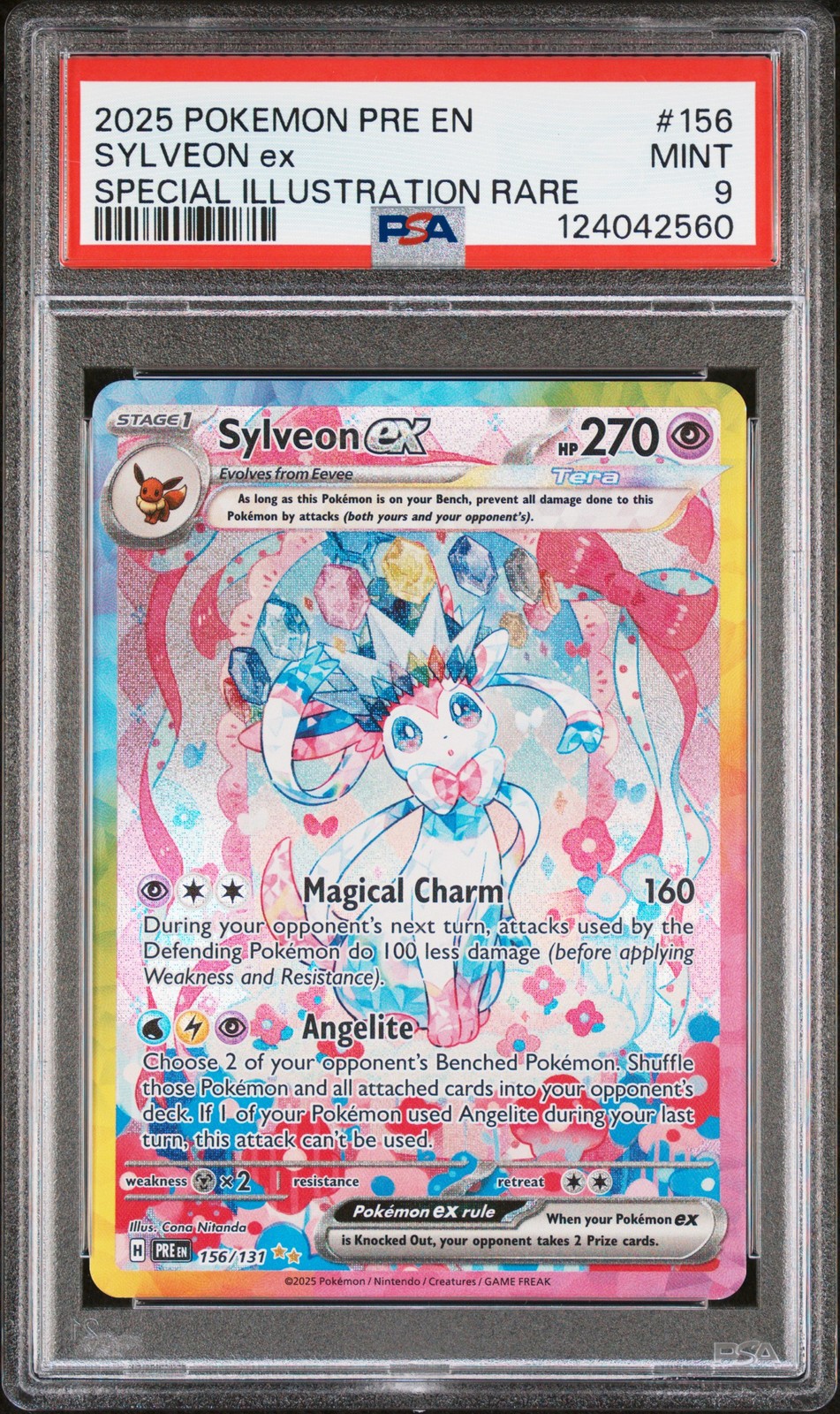 2025 POKEMON PRE EN-PRISMATIC EVOLUTIONS #156 SYLVEON EX PSA 9 - Image 1