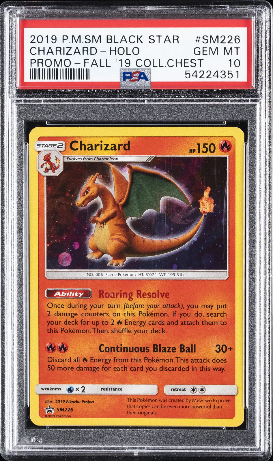 2019 POKEMON SM BLACK STAR PROMO FALL 2019 COLLECTOR CHEST CHARIZARD-HOLO PSA 10 - Image 1