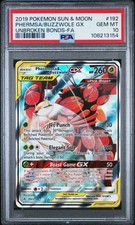 2019 POKEMON SUN & MOON UNBROKEN BONDS FULL ART/PHEROMOSA & BUZZWOLE GX PSA 10 - Image 2