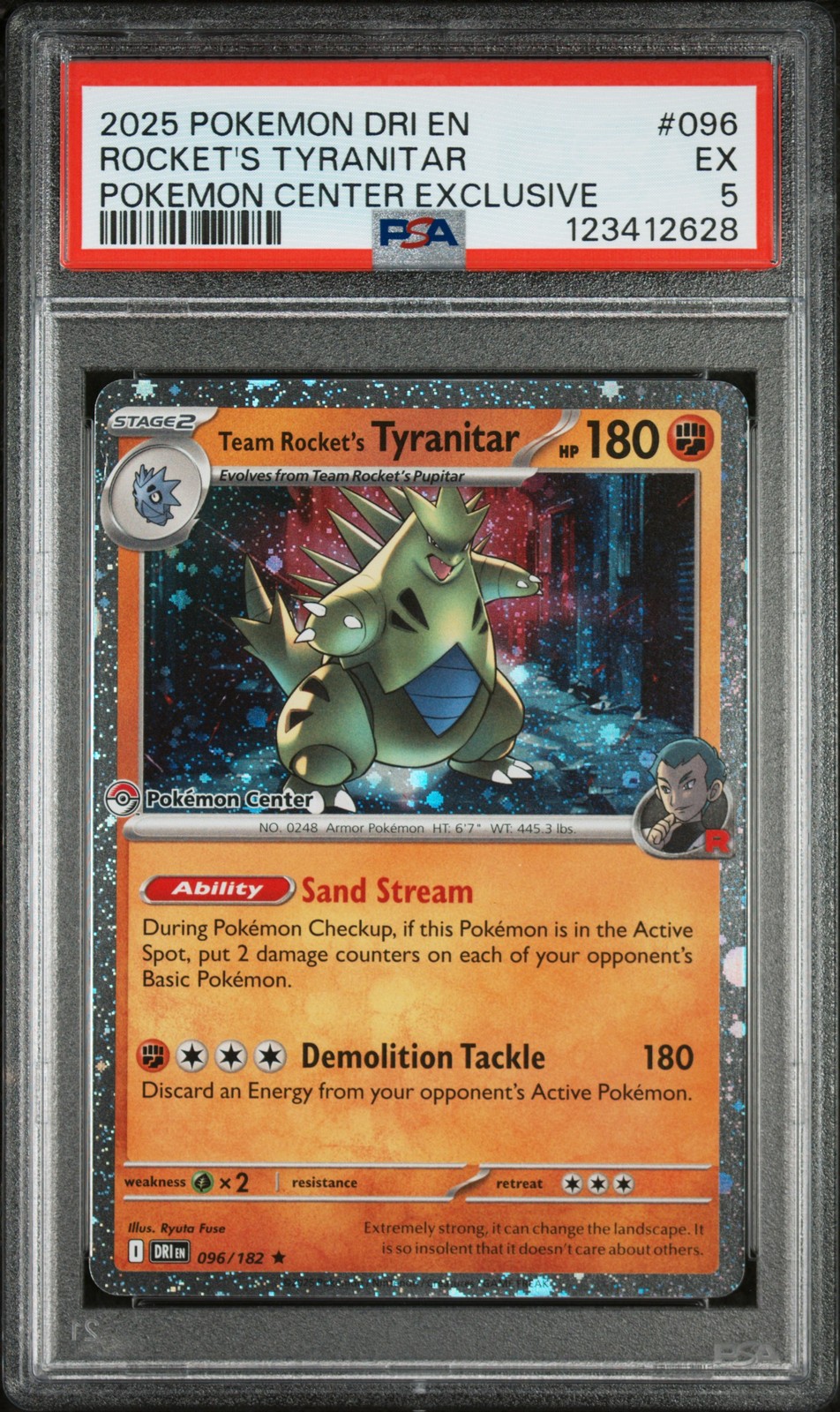 2025 POKEMON DRI EN-DESTINED RIVALS #096 TEAM ROCKET'S TYRANITAR PSA 5