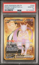 2025 POKEMON DRI EN-DESTINED RIVALS HYPER RARE TEAM ROCKET'S MEWTWO EX PSA 10 - Image 2