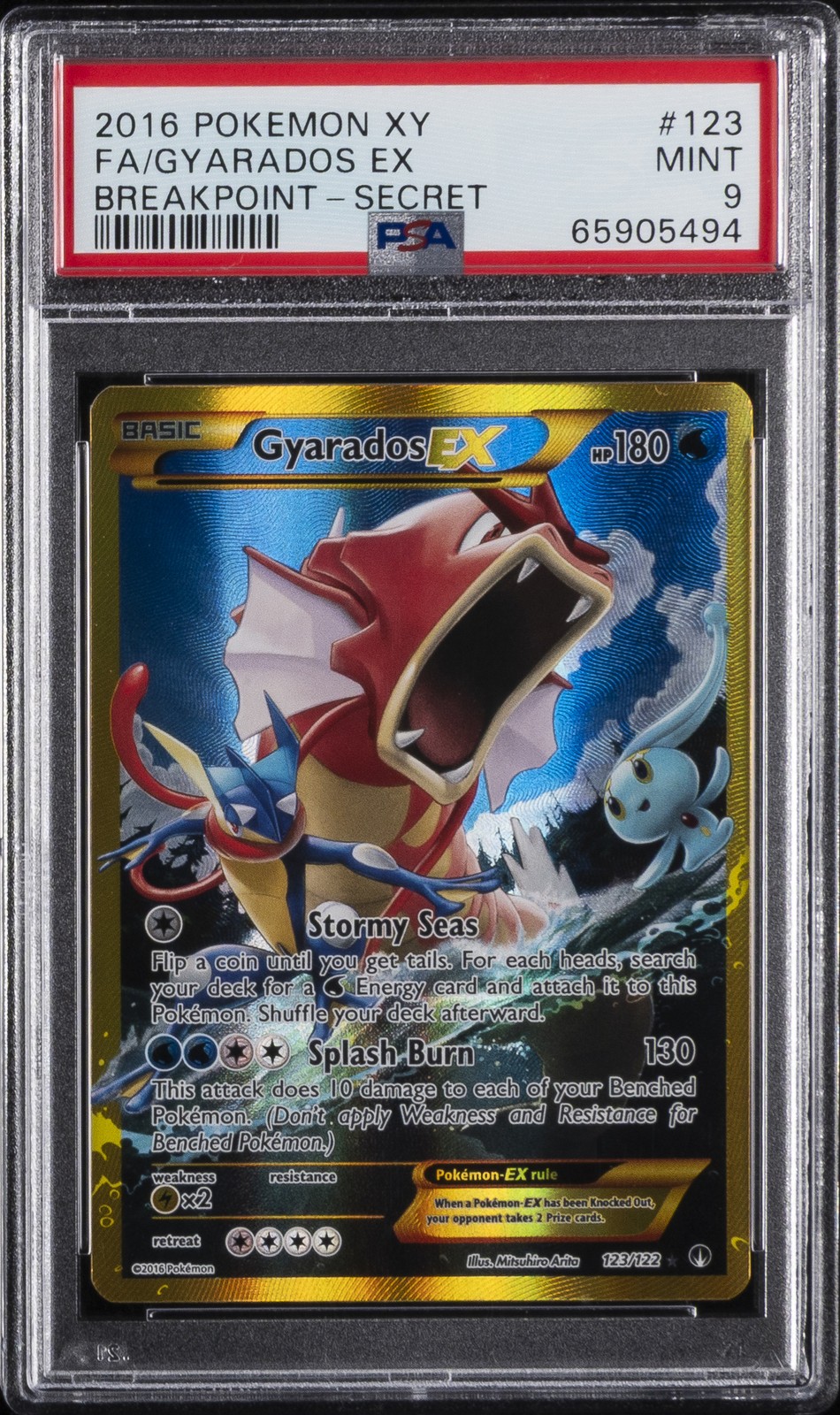 2016 POKEMON XY BREAKPOINT SECRET #123 FULL ART/GYARADOS EX PSA 9 - Image 1
