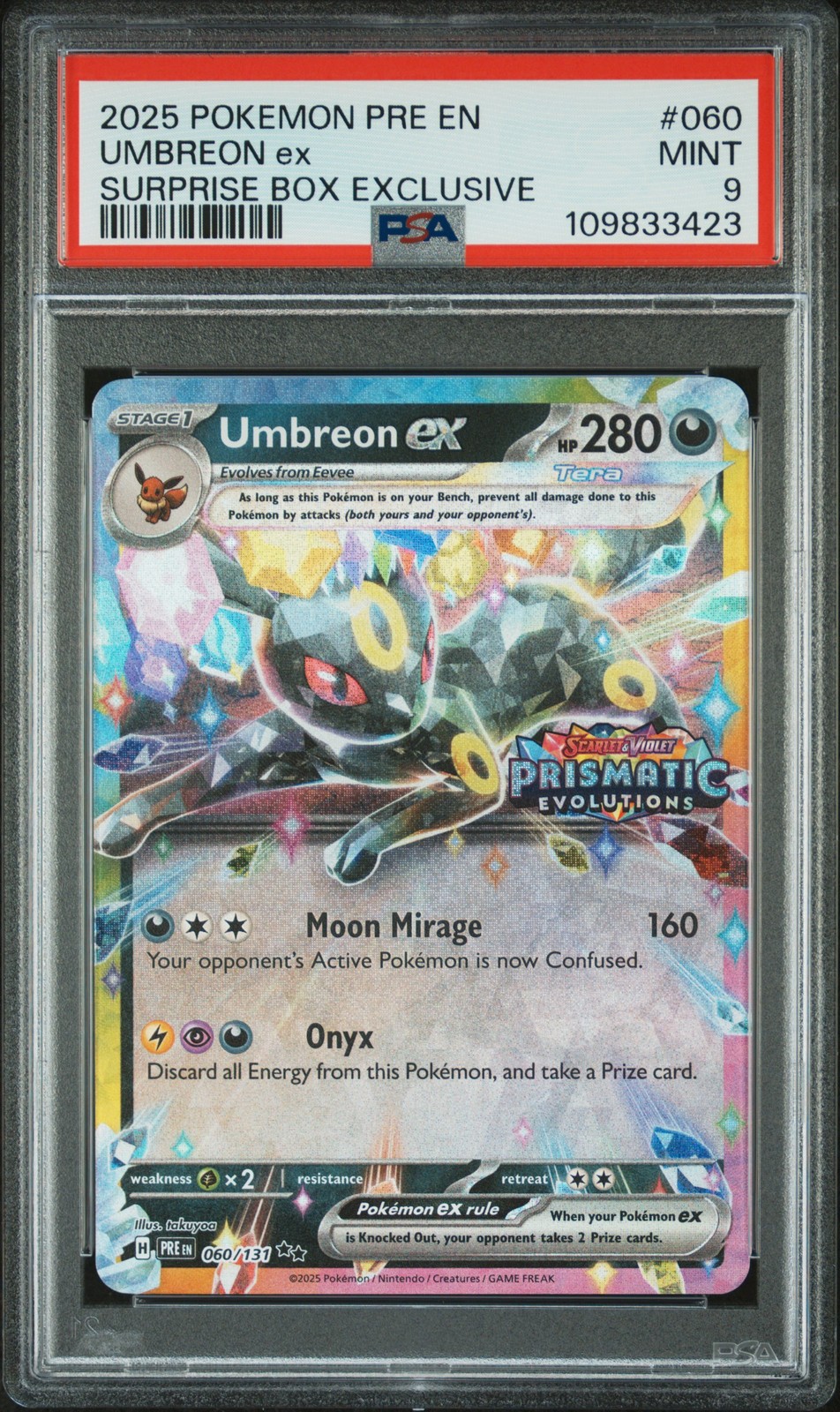 2025 POKEMON PRE EN-PRISMATIC EVOLUTIONS SURPRISE BOX EXCLUSIVE UMBREON EX PSA 9