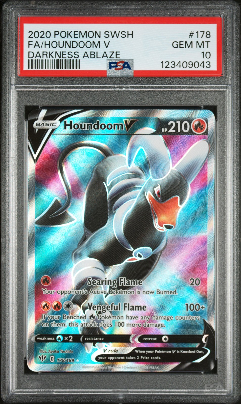 2020 POKEMON SWORD & SHIELD DARKNESS ABLAZE #178 FULL ART/HOUNDOOM V PSA 10 - Image 1