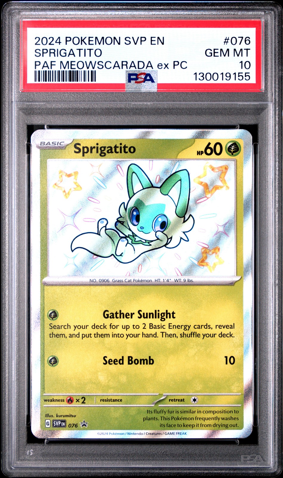 2024 POKEMON SVP EN-SV BLACK STAR PROMO #076 SPRIGATITO PSA 10 - Image 1