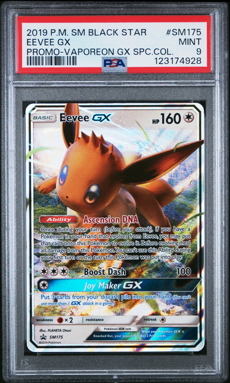 2019 POKEMON SM BLACK STAR PROMO VAPOREON GX SPECIAL COLL #SM175 EEVEE GX PSA 9 - Image 1