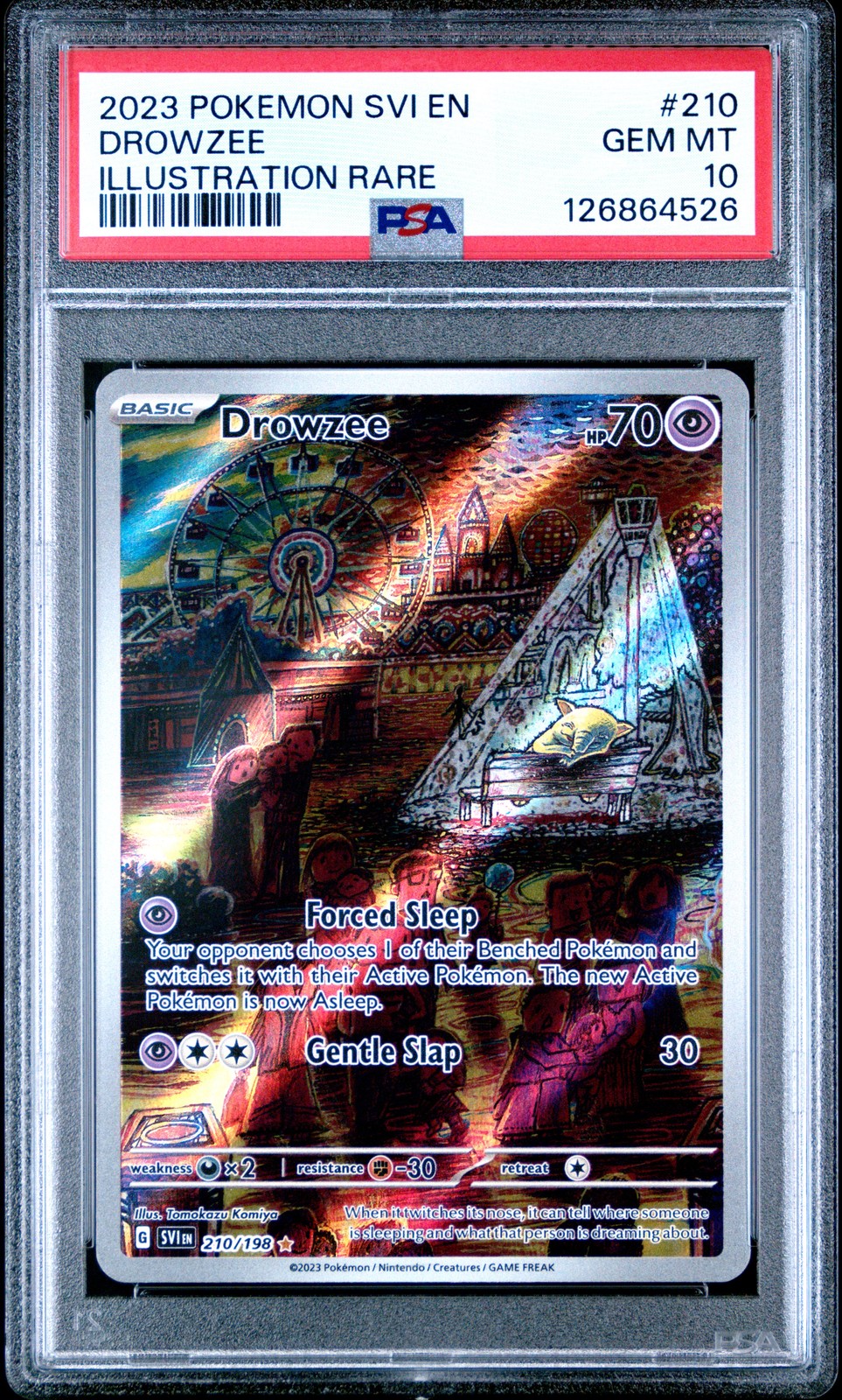 2023 POKEMON SVI EN-SCARLET & VIOLET ILLUSTRATION RARE #210 DROWZEE PSA 10 - Image 1