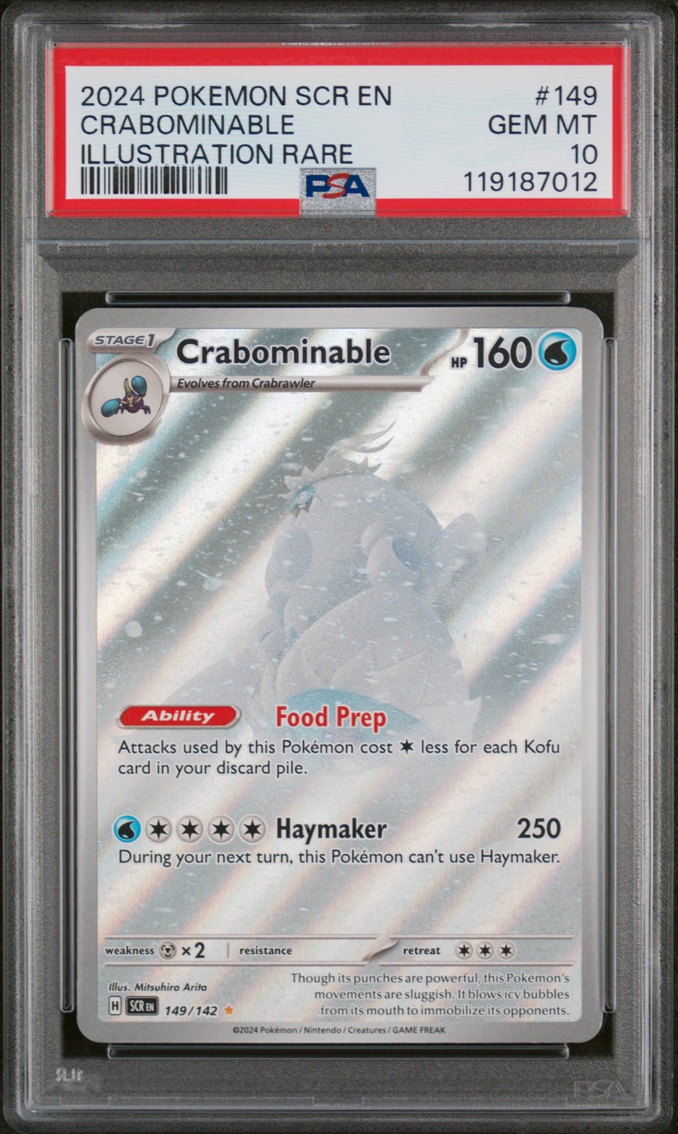 2024 POKEMON SCR EN-STELLAR CROWN ILLUSTRATION RARE #149 CRABOMINABLE PSA 10