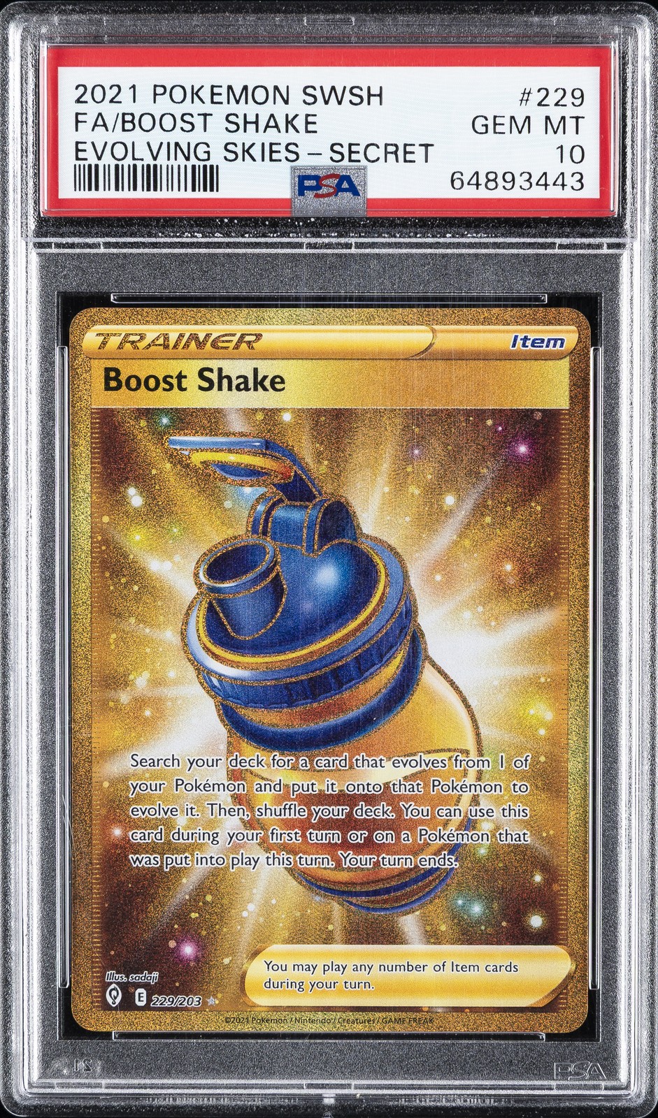 2021 POKEMON SWORD & SHIELD EVOLVING SKIES SECRET FULL ART/BOOST SHAKE PSA 10
