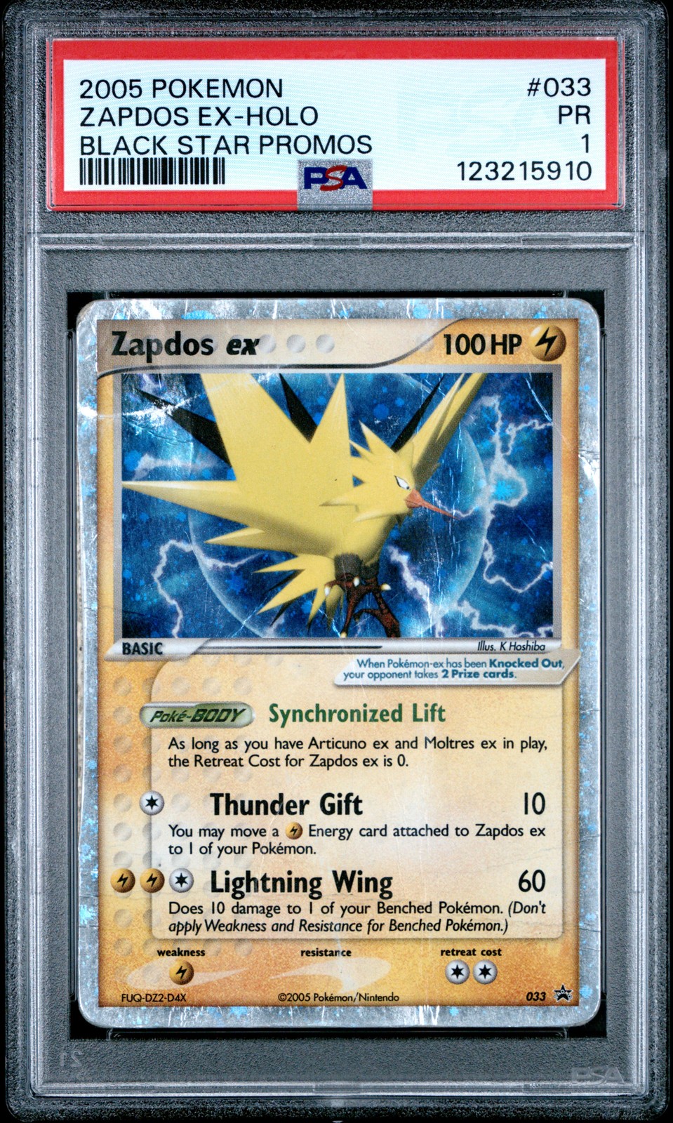 2005 POKEMON BLACK STAR PROMOS #033 ZAPDOS EX-HOLO PSA 1 - Image 1
