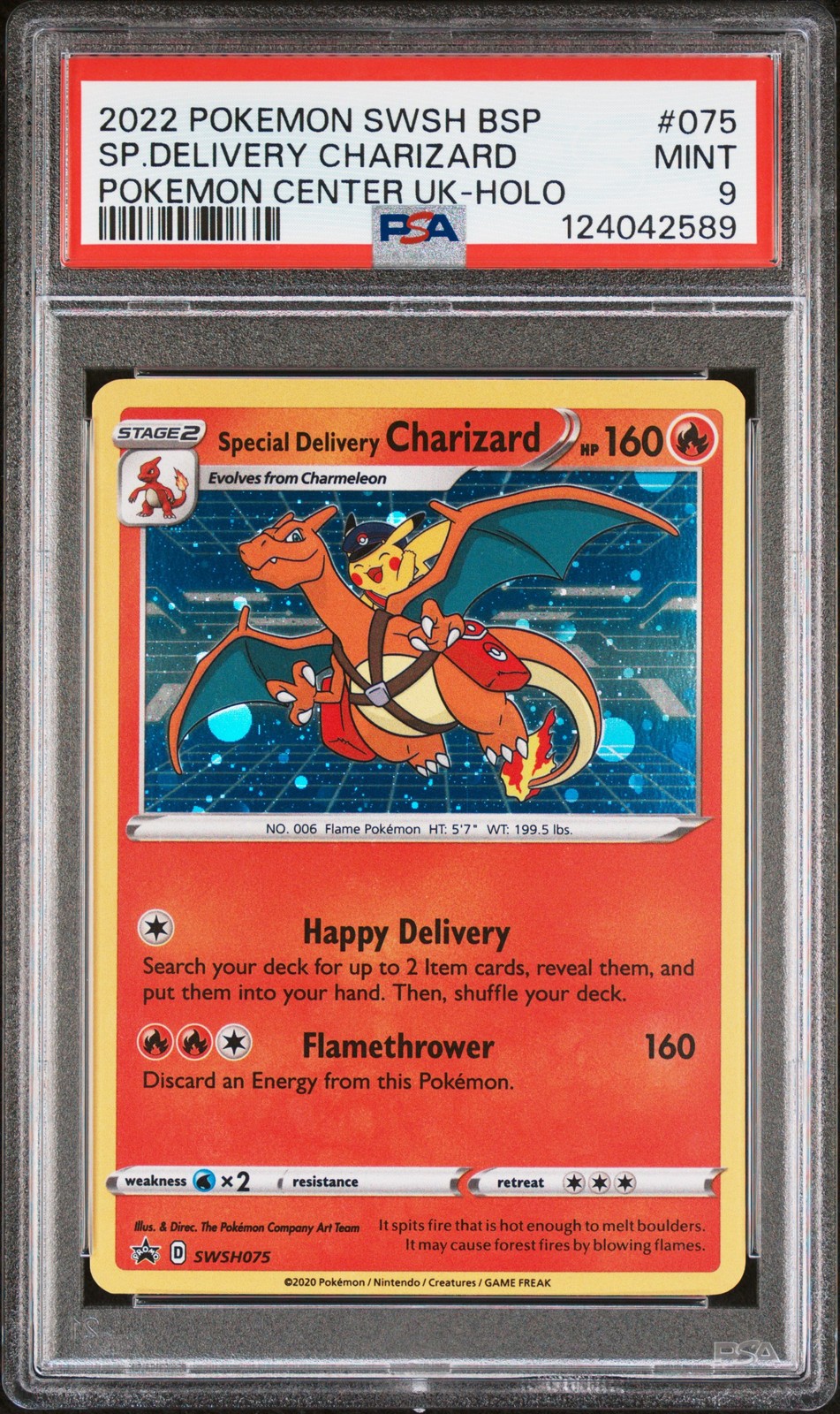 2022 POKEMON SWSH BLACK STAR PROMO #075 SPECIAL DELIVERY CHARIZARD-HOLO PSA 9