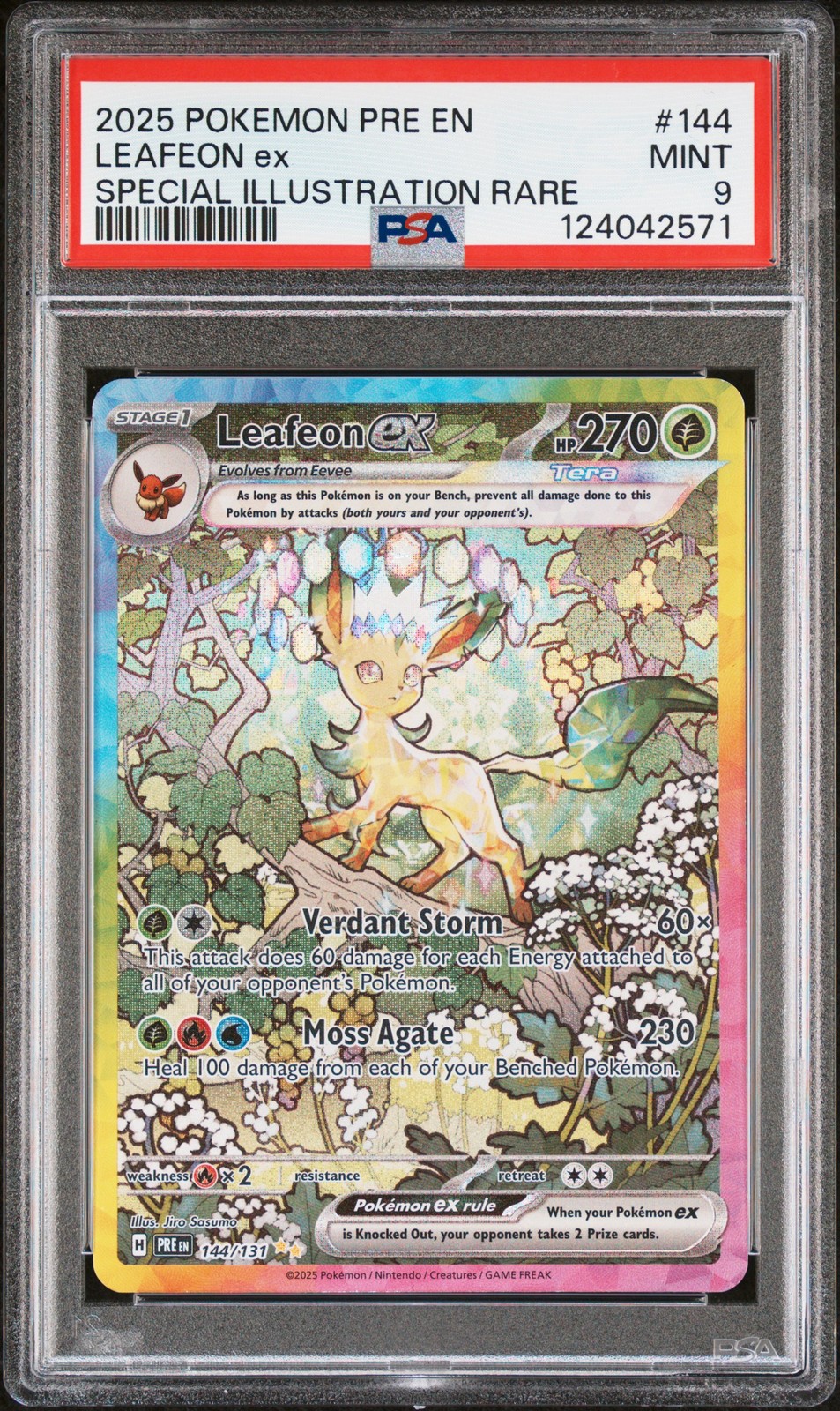 2025 POKEMON PRE EN-PRISMATIC EVOLUTIONS #144 LEAFEON EX PSA 9 - Image 1
