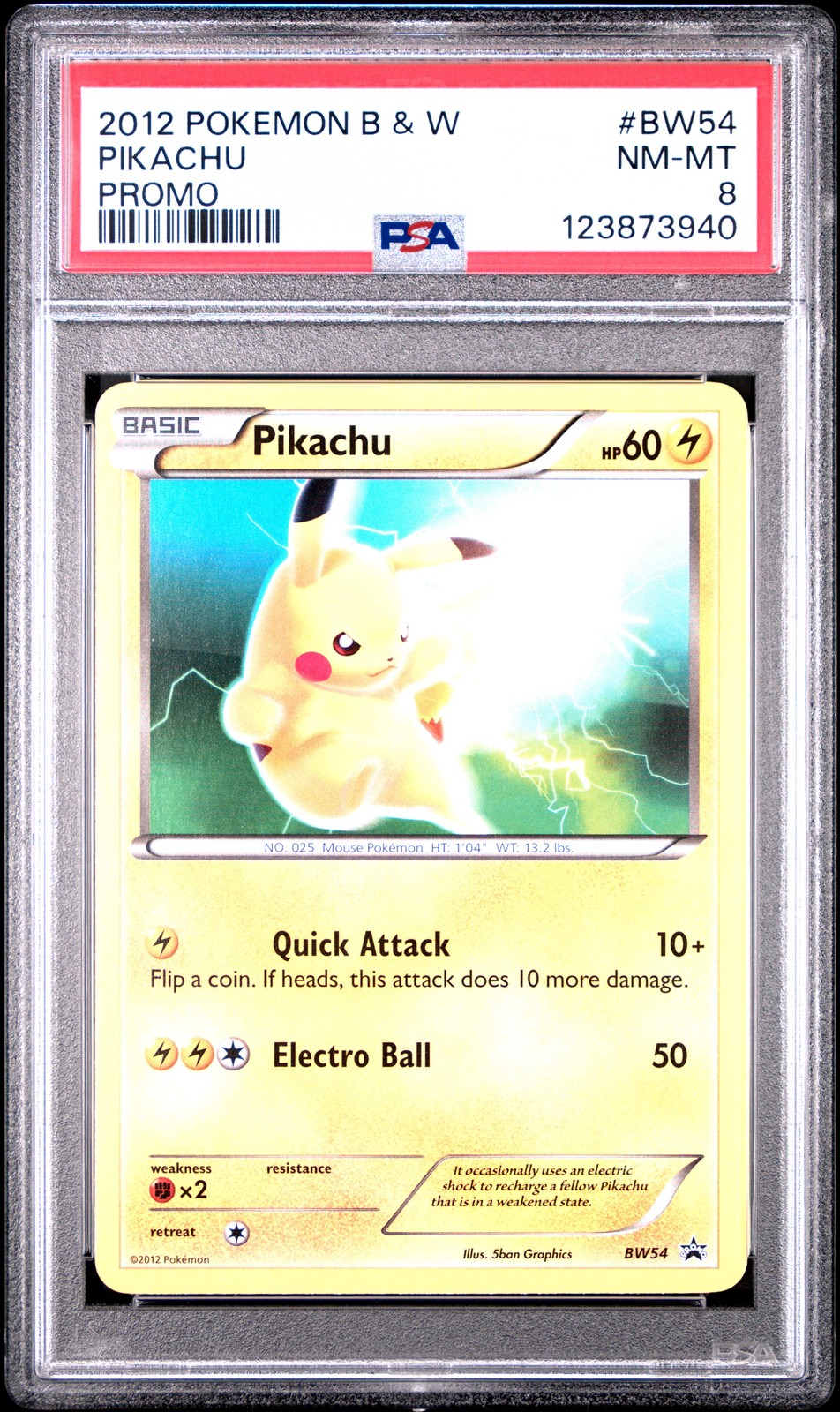 2012 POKEMON B&W PROMO #BW54 PIKACHU PSA 8 - Image 1