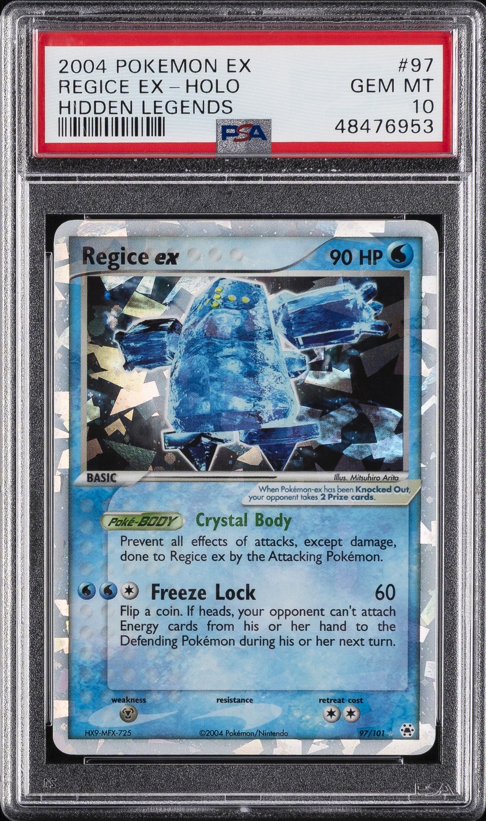2004 POKEMON EX HIDDEN LEGENDS #97 REGICE EX-HOLO PSA 10