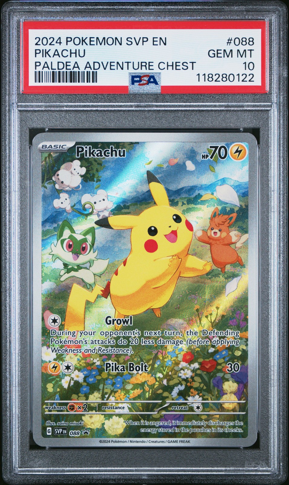 2024 POKEMON SVP EN-SV BLACK STAR PROMO PALDEA ADVENTURE CHEST PIKACHU PSA 10
