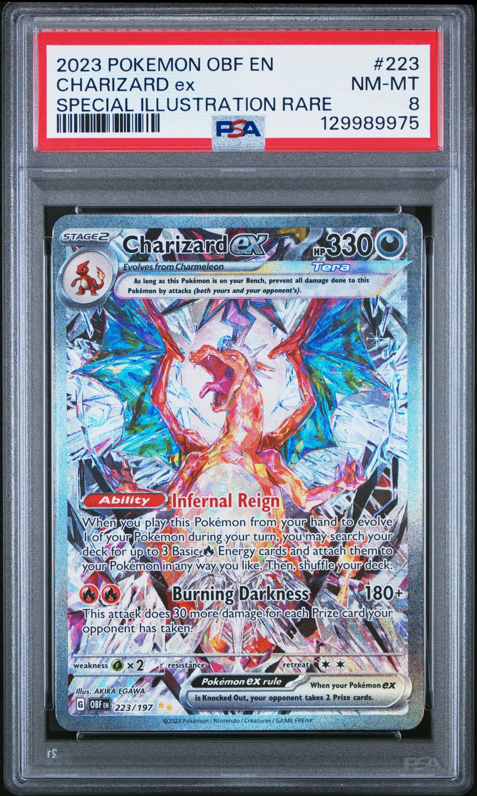 2023 POKEMON OBF EN-OBSIDIAN FLAMES SPECIAL ILLUSTRATION RARE CHARIZARD EX PSA 8