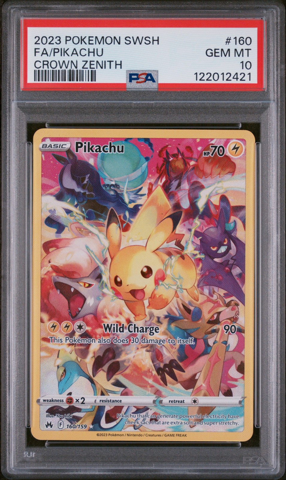 2023 POKEMON SWORD & SHIELD CROWN ZENITH #160 FULL ART/PIKACHU PSA 10 - Image 1