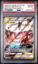 2020 POKEMON SM BLACK STAR PROMO TAG TEAM POWERS COLL ESPEON & DEOXYS GX PSA 8 - Image 2