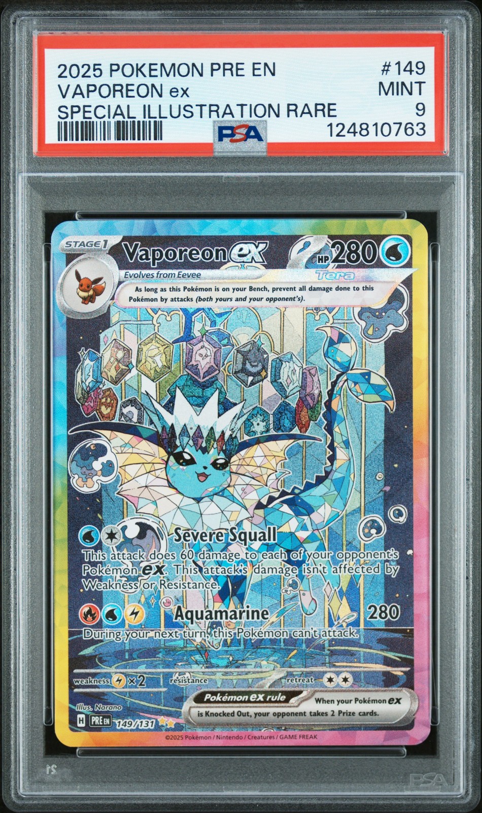 2025 POKEMON PRE EN-PRISMATIC EVOLUTIONS #149 VAPOREON EX PSA 9