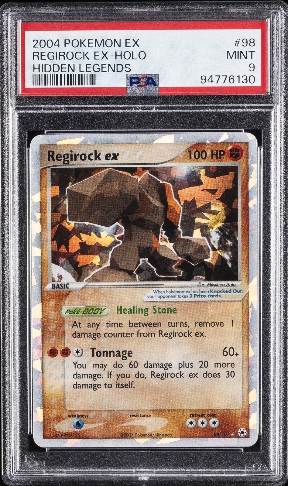 2004 POKEMON EX HIDDEN LEGENDS #98 REGIROCK EX-HOLO PSA 9