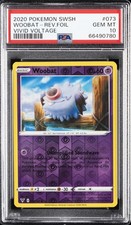 2020 POKEMON SWORD & SHIELD VIVID VOLTAGE #073 WOOBAT-REVERSE FOIL PSA 10 - Image 2
