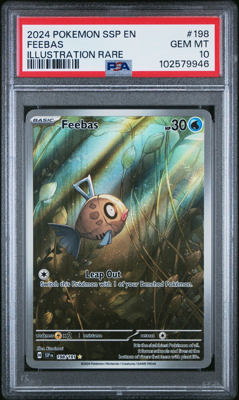 2024 POKEMON SSP EN-SURGING SPARKS ILLUSTRATION RARE #198 FEEBAS PSA 10