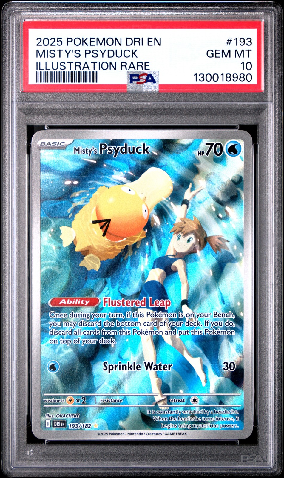 2025 POKEMON DRI EN-DESTINED RIVALS ILLUSTRATION RARE MISTY'S PSYDUCK PSA 10 - Image 1