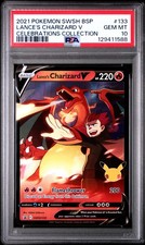 2021 POKEMON SWSH BLACK STAR PROMO CELEBRATIONS COLL LANCE'S CHARIZARD V PSA 10 - Image 2