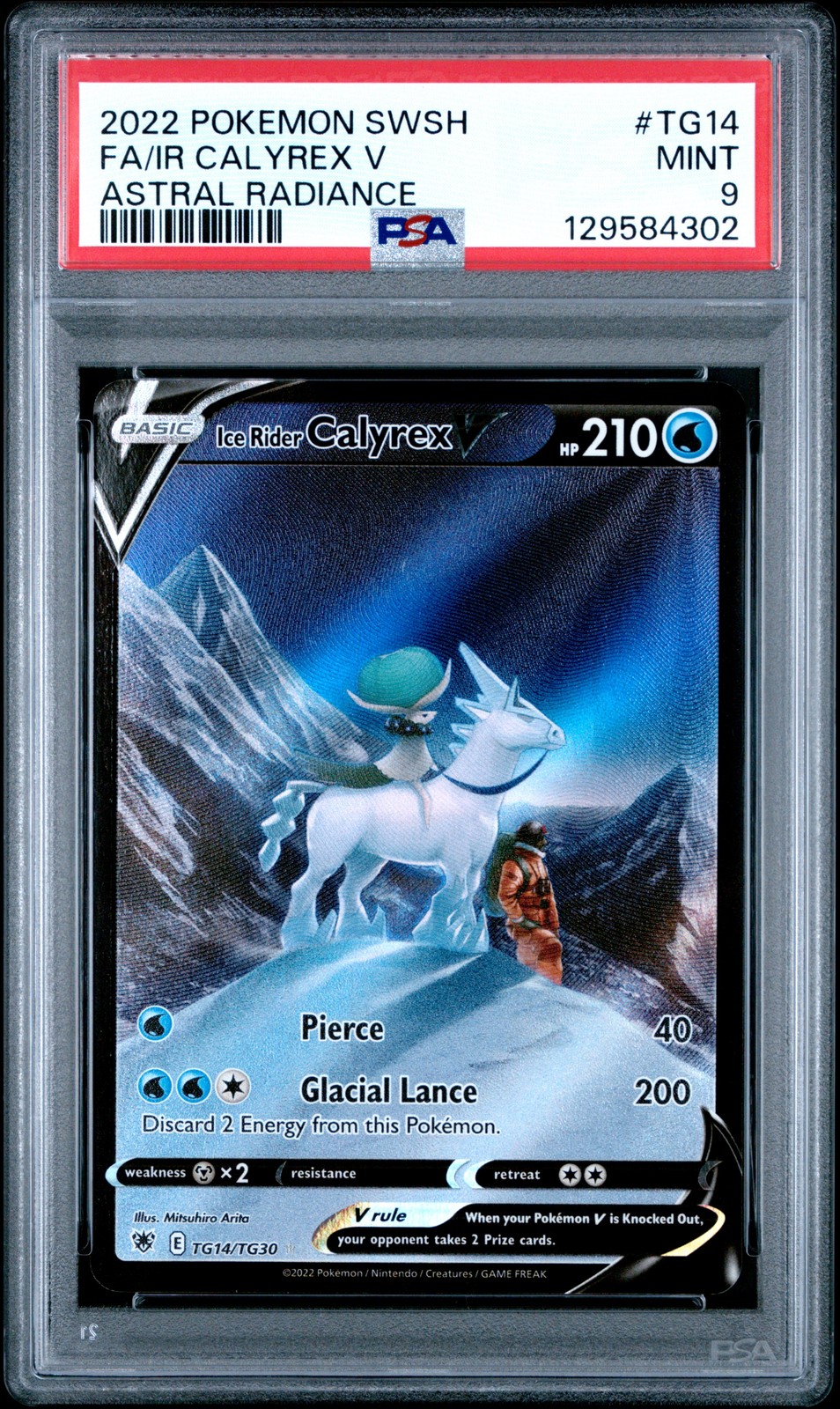 2022 POKEMON SWORD & SHIELD ASTRAL RADIANCE FULL ART/ICE RIDER CALYREX V PSA 9 - Image 1
