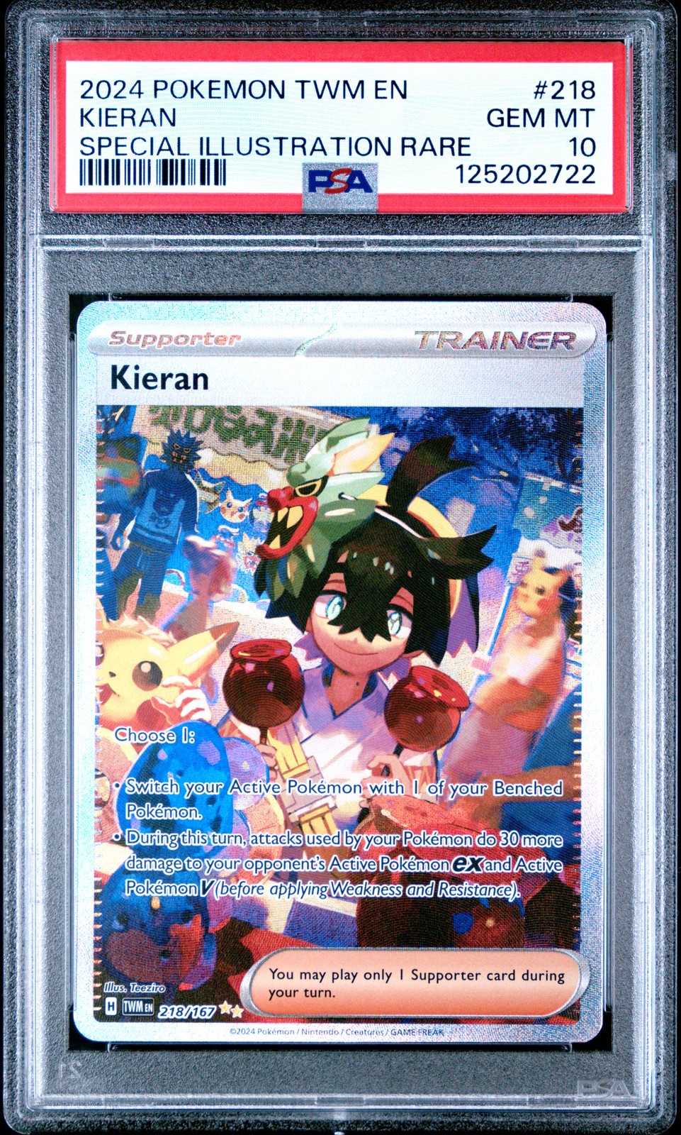 2024 POKEMON TWM EN-TWILIGHT MASQUERADE SPECIAL ILLUSTRATION RARE KIERAN PSA 10