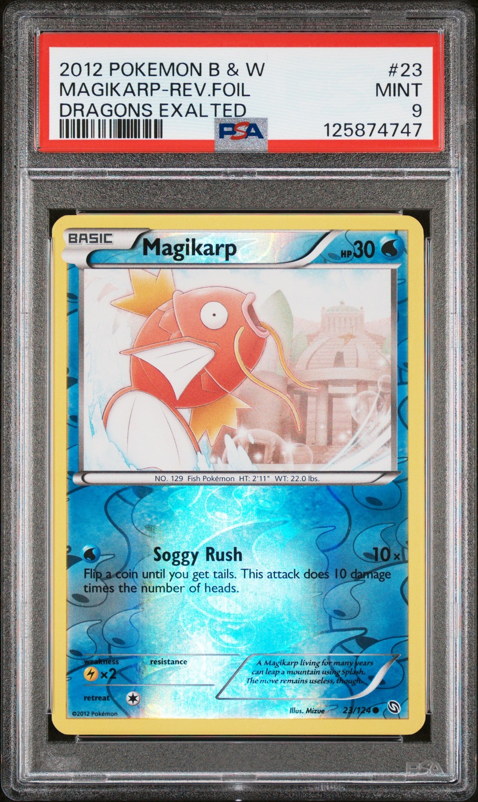 2012 POKEMON B&W DRAGONS EXALTED #23 MAGIKARP-REVERSE FOIL PSA 9 - Image 1