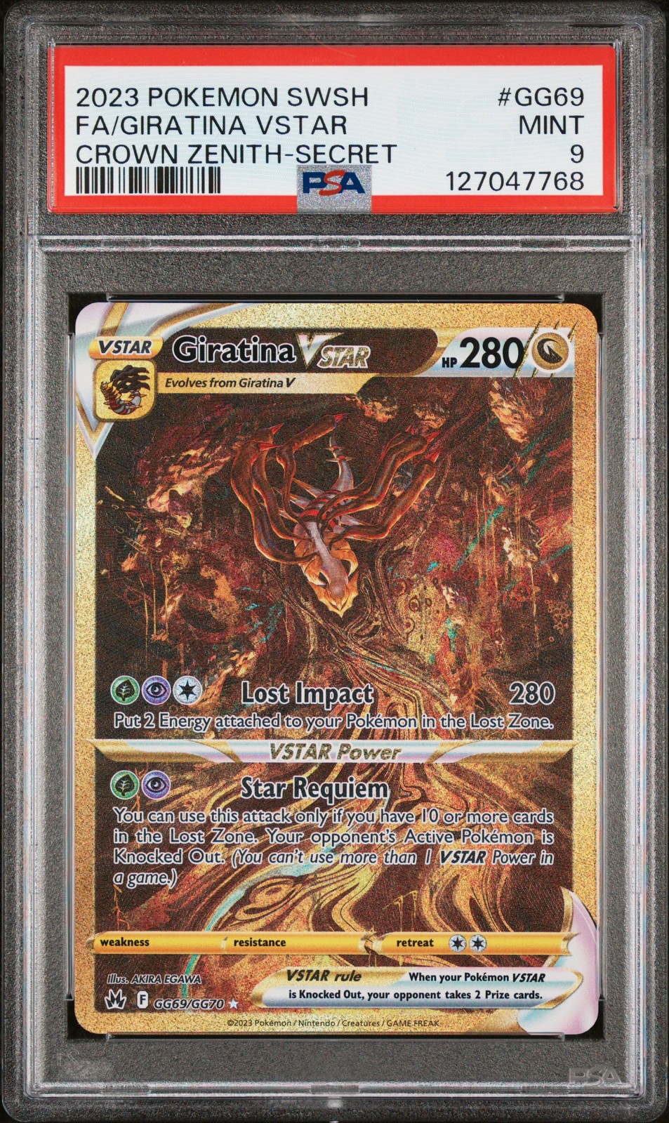 2023 POKEMON SWORD & SHIELD CROWN ZENITH SECRET FULL ART/GIRATINA VSTAR PSA 9 - Image 1