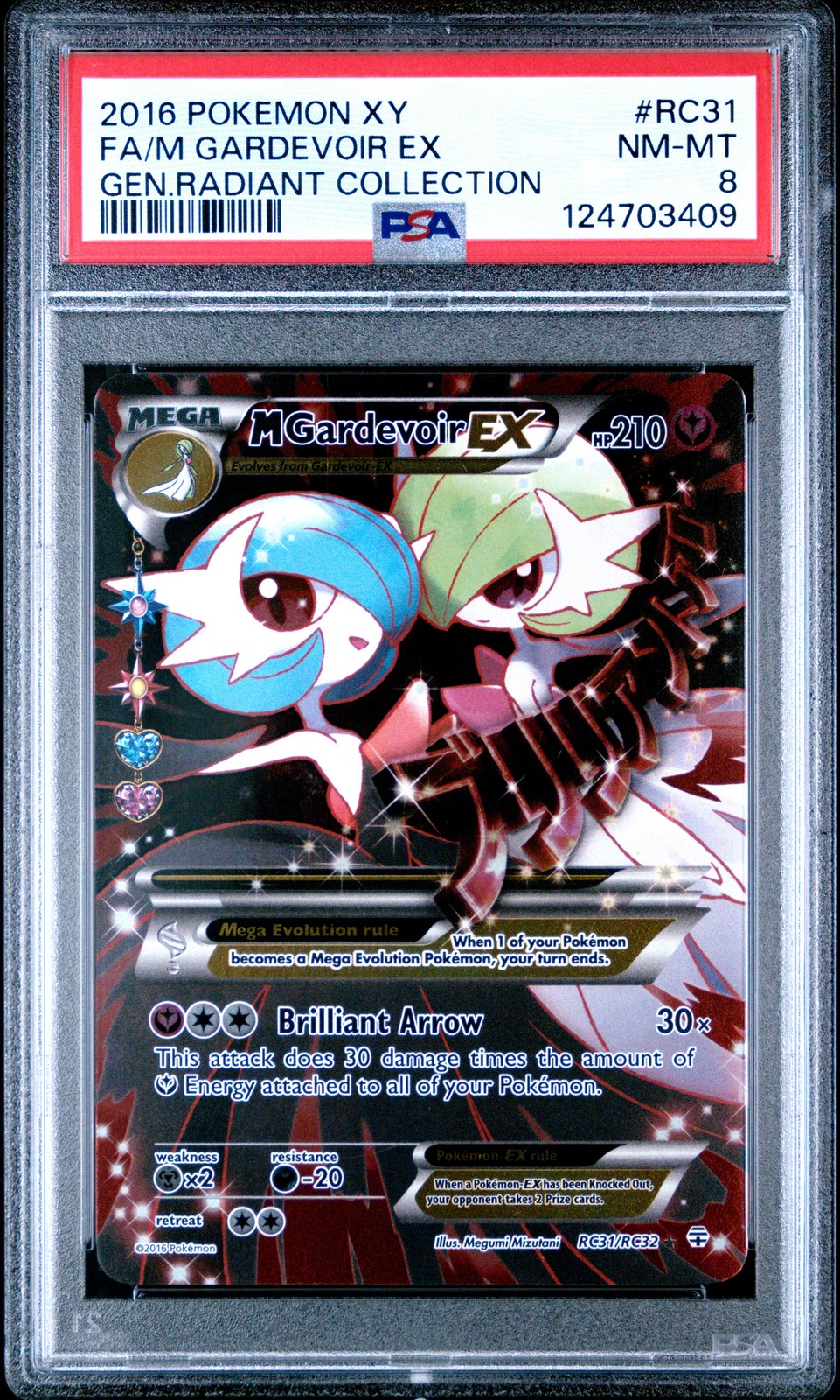 2016 POKEMON XY GENERATIONS RADIANT COLL #RC31 FULL ART/M GARDEVOIR EX PSA 8