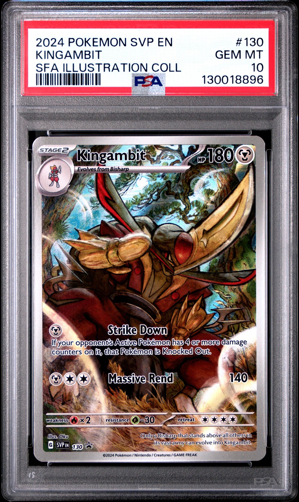 2024 POKEMON SVP EN-SV BLACK STAR PROMO #130 KINGAMBIT PSA 10 - Image 1