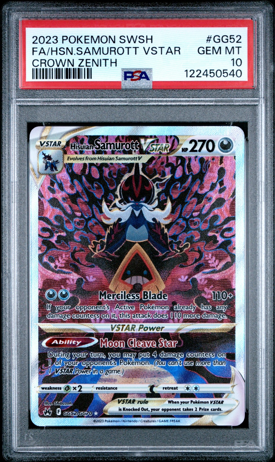 2023 POKEMON SWORD & SHIELD CROWN ZENITH FULL ART/HISUIAN SAMUROTT VSTAR PSA 10
